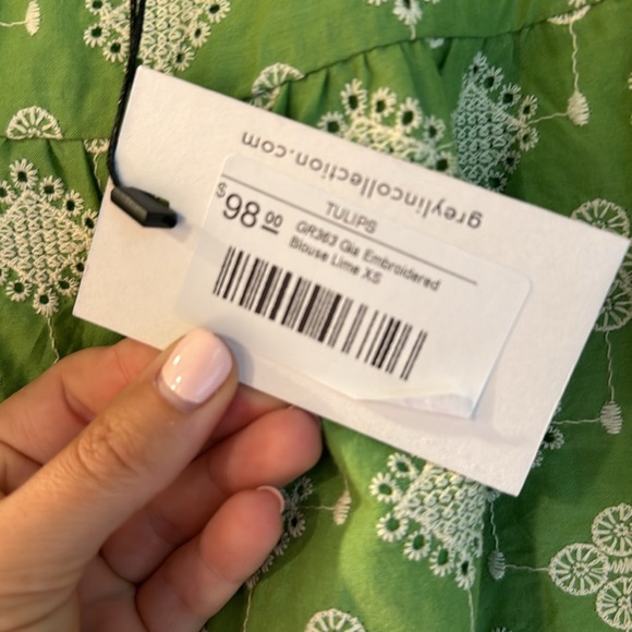 Greylin  Green Ruffle Blouse - Picture 2 of 4